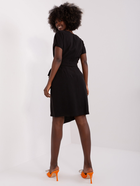 Hurt Czarna asymetryczna sukienka z paskiem ZULUNA