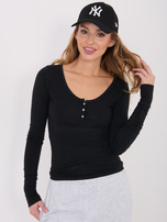 Czarna bluzka basic z okrągłym dekoltem 