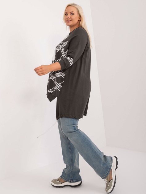 Hurt Ciemna khaki damska bluzka plus size o asymetrycznym kroju