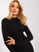 Hurt Czarna prążkowana sukienka dzianinowa