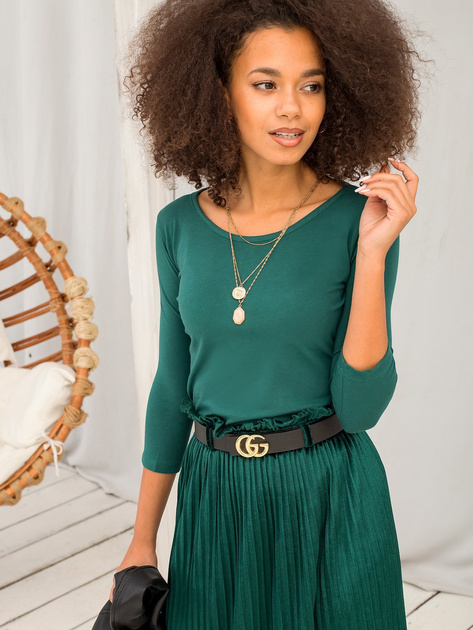 Ciemnozielona bluzka basic z bawełny Mona