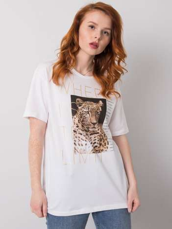 Biały t-shirt z bawełny Leslie