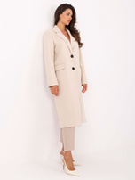 Jasnobeżowy elegancki płaszcz z guzikami 