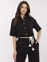 Czarny muślunowy komplet damski na lato