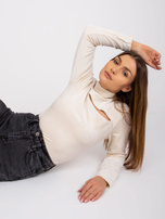 Beżowa bluzka welurowa z długim rękawem Kigali