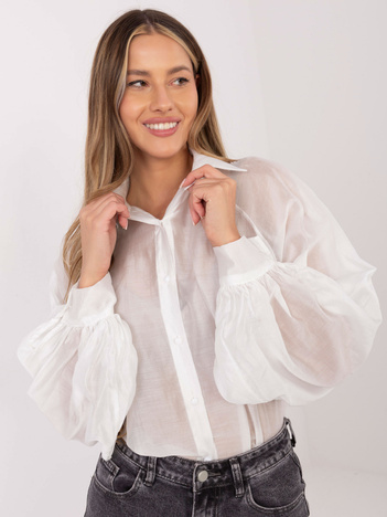 Biała przezroczysta koszula z ozdobnymi guzikami