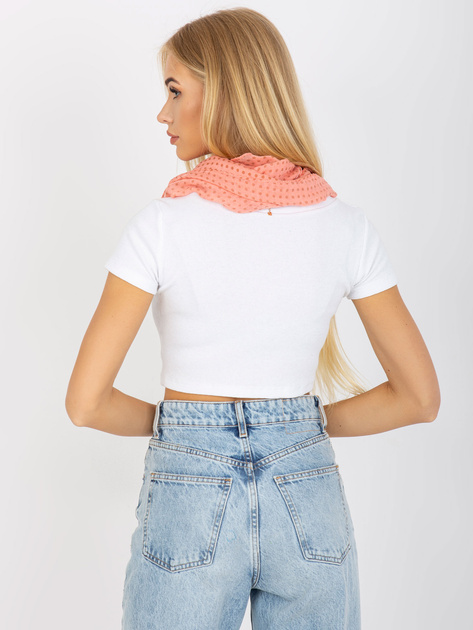 Koralowa damska chusta komin w groszki