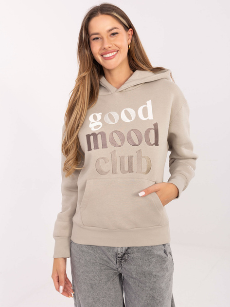 Jasnobeżowa bluza kangurka z haftem SUBLEVEL