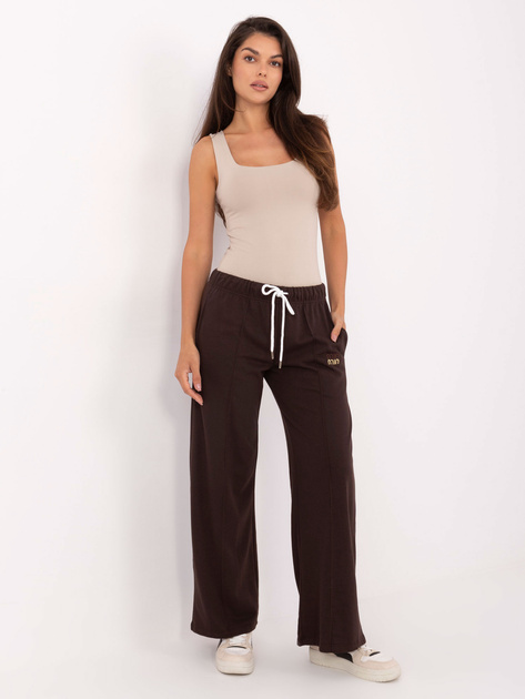 Ciemnobrązowrązowe dresowe spodnie z haftem