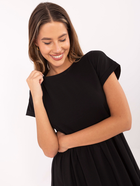 Czarna sukienka z krótkimi rękawami RUE PARIS