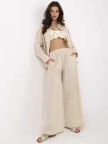 Beżowy dwuczęściowy komplet z dodatkiem lnu