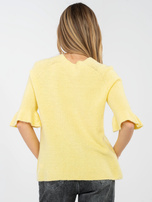 Jasnożółty damski sweter z domieszką alpaki