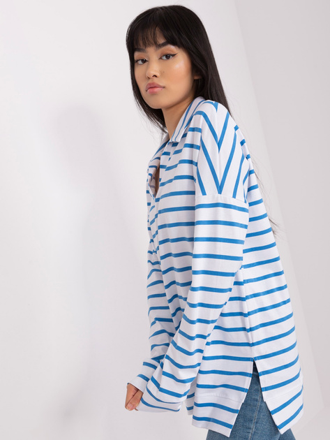 Hurtownia Biało-niebieska bluzka oversize w paski