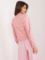 Brudnoróżowa dopasowana kurtka jeansowa