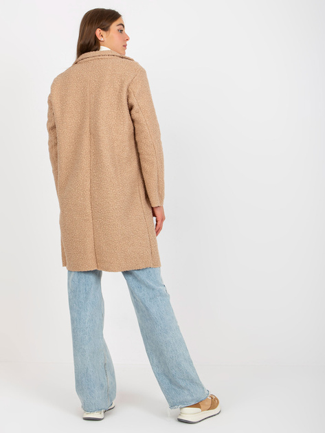 Hurt Beżowy pluszowy płaszcz z kieszeniami OCH BELLA