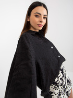 Hurtownia Czarna ażurowa koszula oversize z haftem