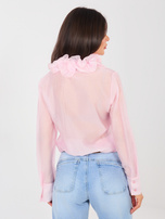 Jasnoróżowa rozpinana koszula z żabotem