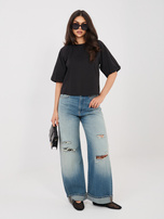 Czarna damska bluzka o luźnym kroju SUBLEVEL 