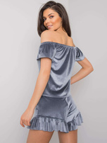 Niebieska piżama welurowa z falbaną Rosse RUE PARIS