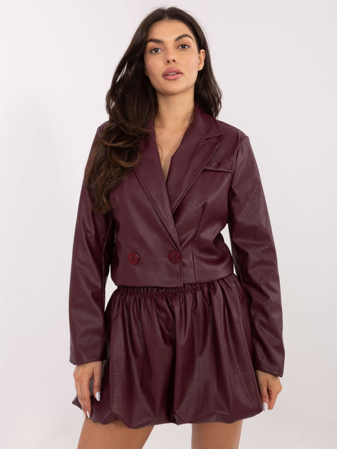 Burgundowa mini spódnica z wszytymi szortami