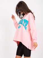 Jasnoróżowo-niebieska bluza oversize bez kaptura