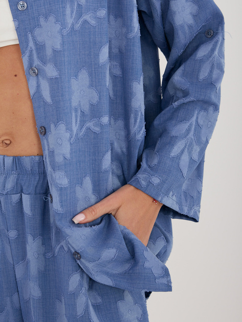 Niebieski letni komplet z koszulą oversize RUE PARIS