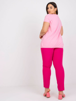 Šviesiai rožinė medvilninė plus size marškinėliai Celeste.