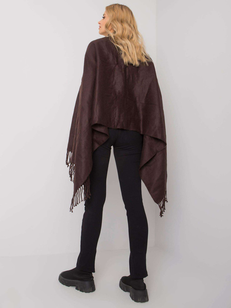 Brązowo-beżowy szal z futrem