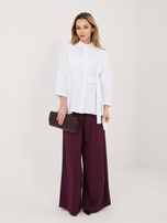 Biała sztruksowa koszula z kołnierzykiem RUE PARIS 