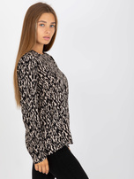 Hurt Ciemnobeżowa bluzka w zwierzęcy wzór z wiskozy