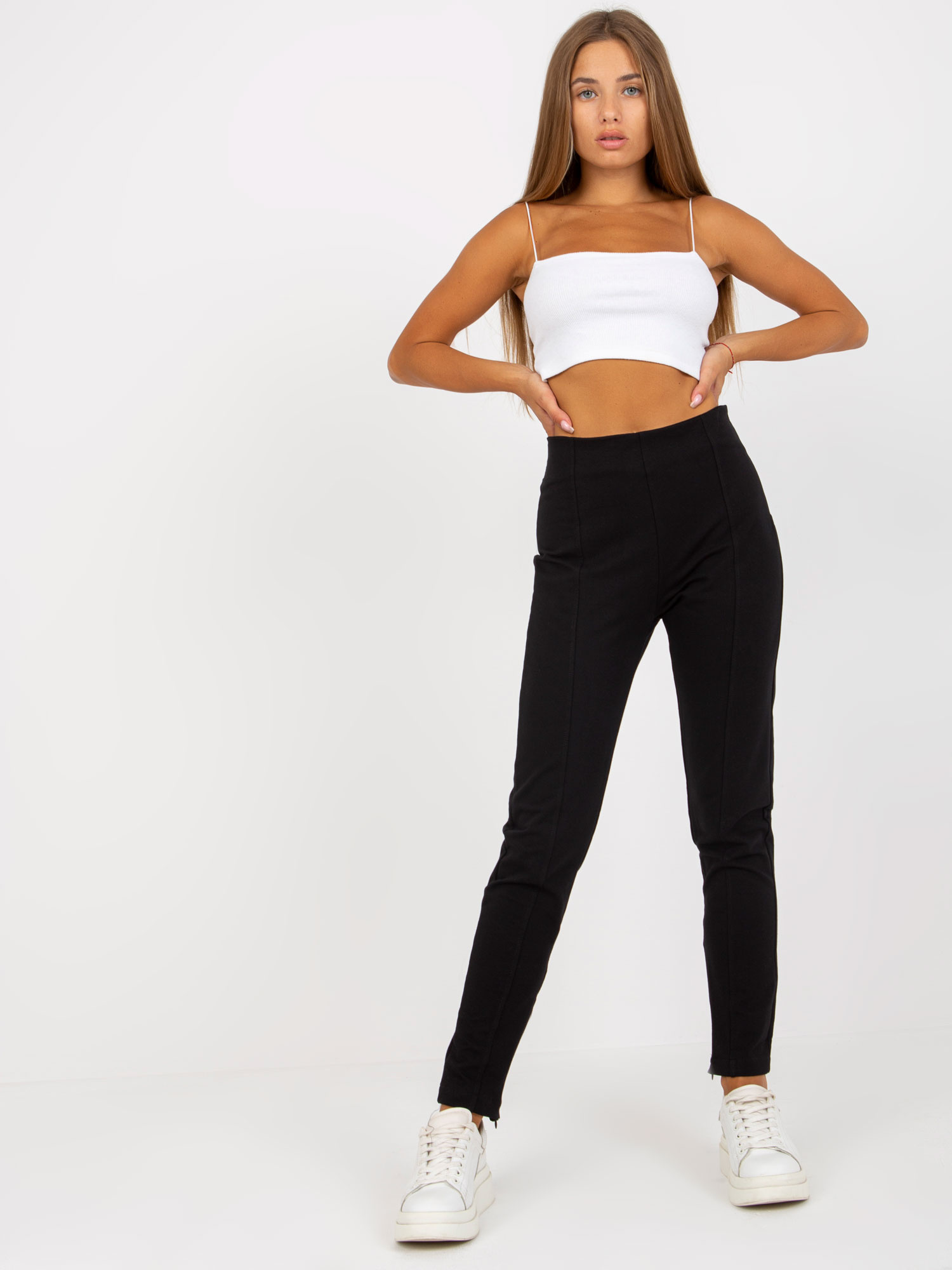 Hurtownia online Czarne legginsy basic z suwakami RUE PARIS 