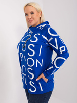 Hurt Kobaltowa bluza plus size z kapturem i kieszeniami