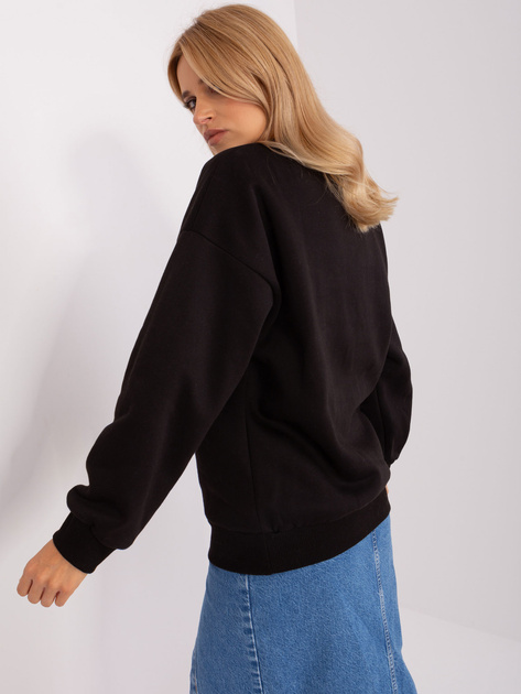 Hurt Czarna dresowa bluza bez kaptura z napisem