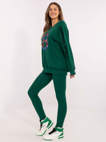 Hurtownia Ciemnozielony dresowy komplet z bluzą oversize