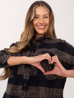 Hurt Granatowo-ciemnoszara wierzchnia koszula w kratę z kieszeniami