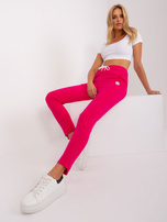 Hurtownia Fuksjowe damskie spodnie dresowe z troczkami