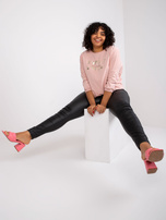 Brudnoróżowa bluzka plus size z nadrukiem Cordelia