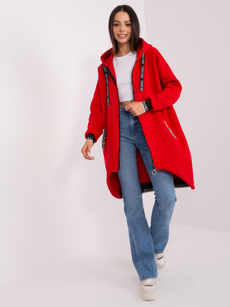 Hurt Czerwona długa bluza rozpinana z suwakiem