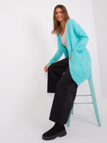 Hurt Miętowy wzorzysty kardigan bez zapięcia 