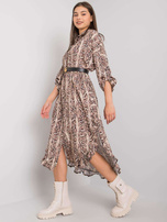 Beige patterned dress Valdosta OCH BELLA