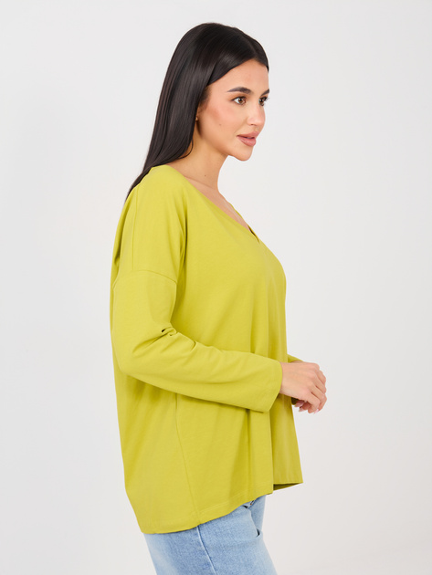 Limonkowa bluzka oversize z dekoltem V RUE PARIS