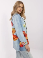 Niebieska damska marynarka z imitacją jeansu