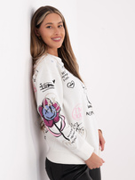 Biała ocieplana bluza z napisami SUBLEVEL