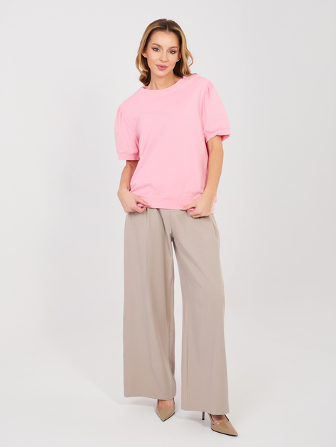 Pastelowa różowa damska bluzka basic z bawełny RUE PARIS