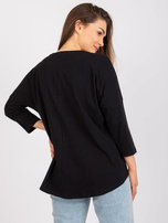 Czarna bluzka na co dzień z okrągłym dekoltem Samanta