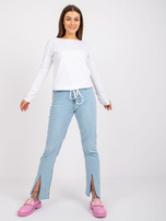 Balta bazinė palaidinė su ilgomis rankovėmis Carla.