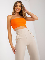 Beżowe eleganckie spodnie z materiału z kieszeniami