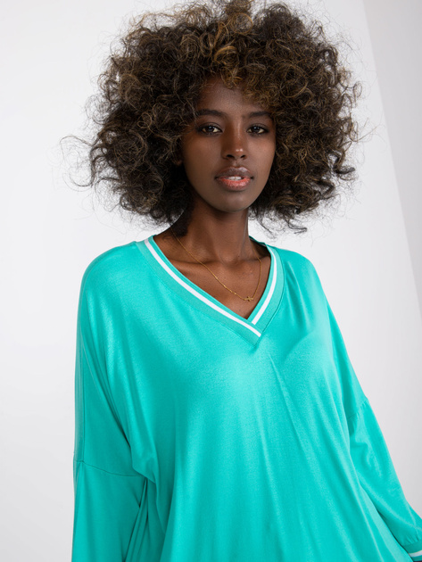 Turkusowa casualowa bluzka basic z wiskozy