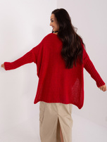 Hurtownia Ciemnoczerwony dzianinowy sweter oversize OCH BELLA