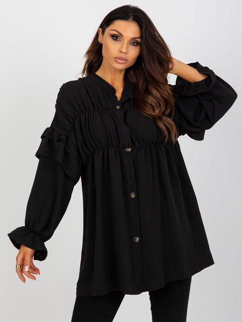 Hurt Czarna boho koszula z falbanami i marszczeniem OCH BELLA